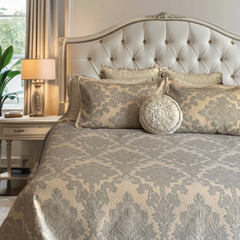 Turq Jacquard Damask BedCover set - 3pc