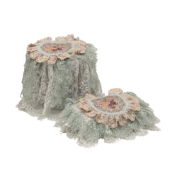 Antique floral (Blue) - tissue box cover