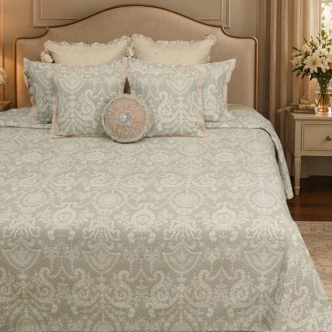 grey Jacquard BedCover set