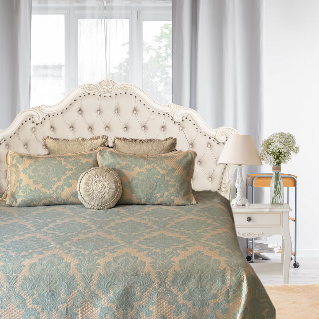 Turq Jacquard Damask BedCover set - 3pc