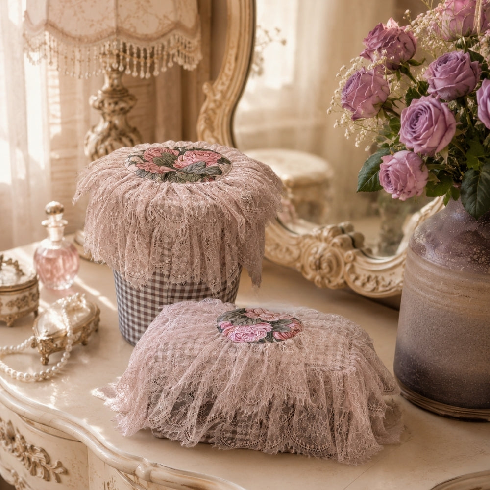 Pink Floral Dustbin