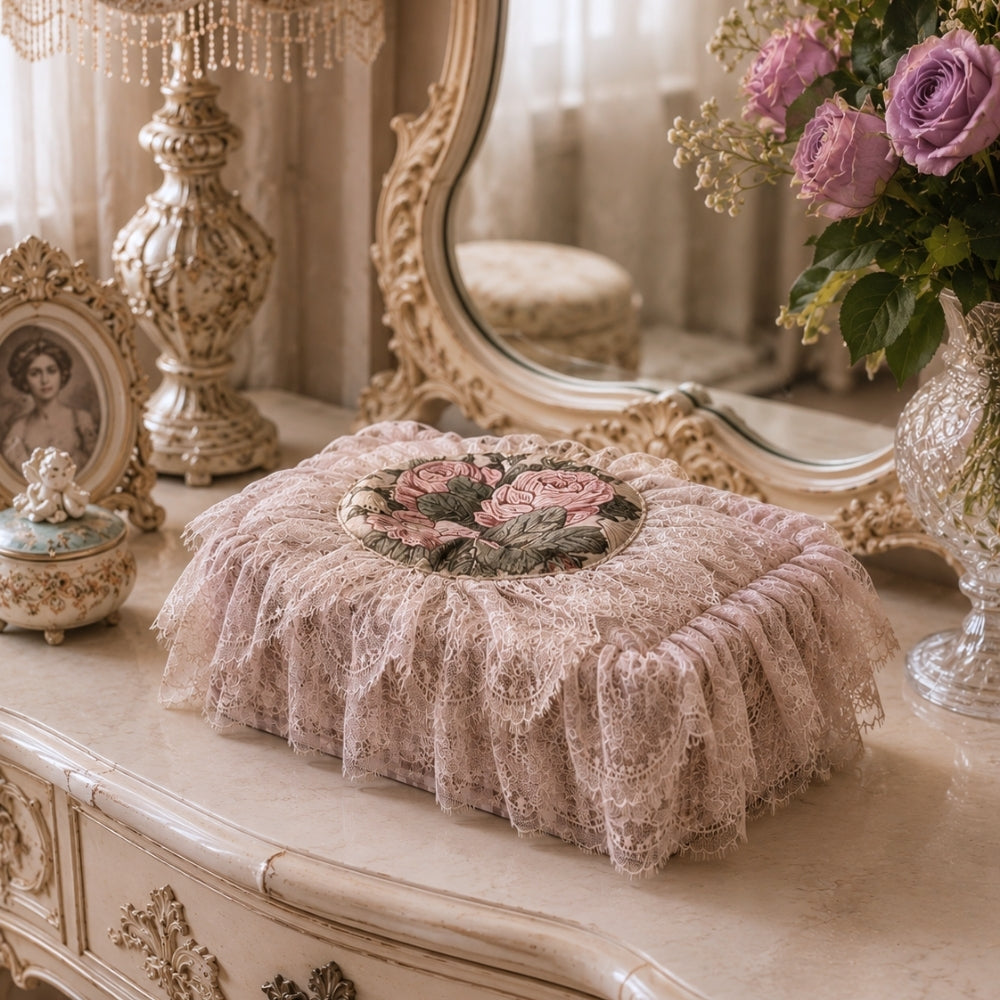 Pink Floral Tissue Box cover