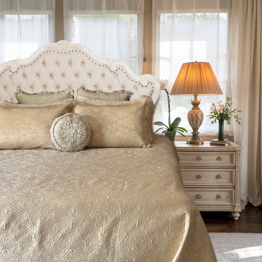 Turq Jacquard Damask BedCover set - 3pc
