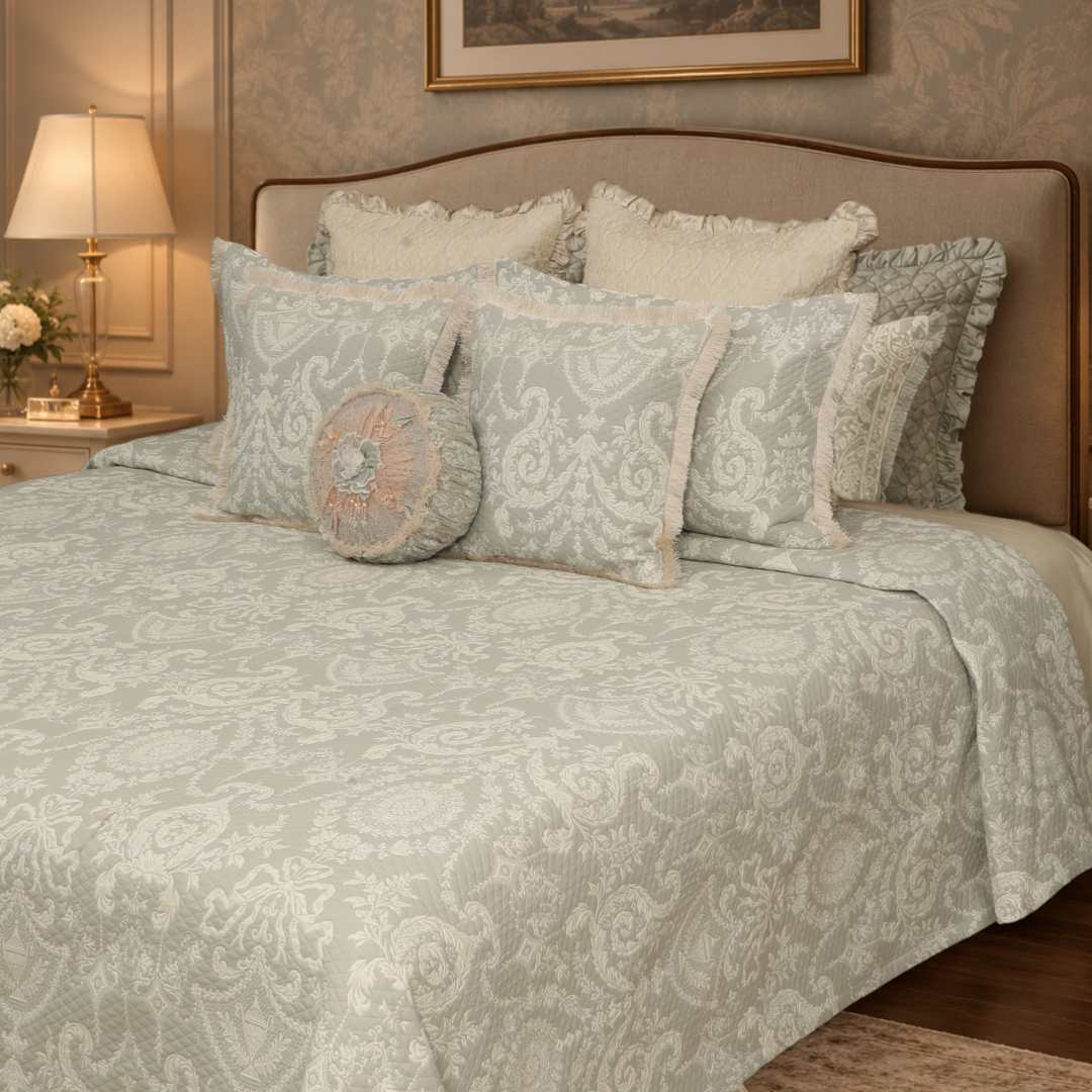 grey Jacquard BedCover set