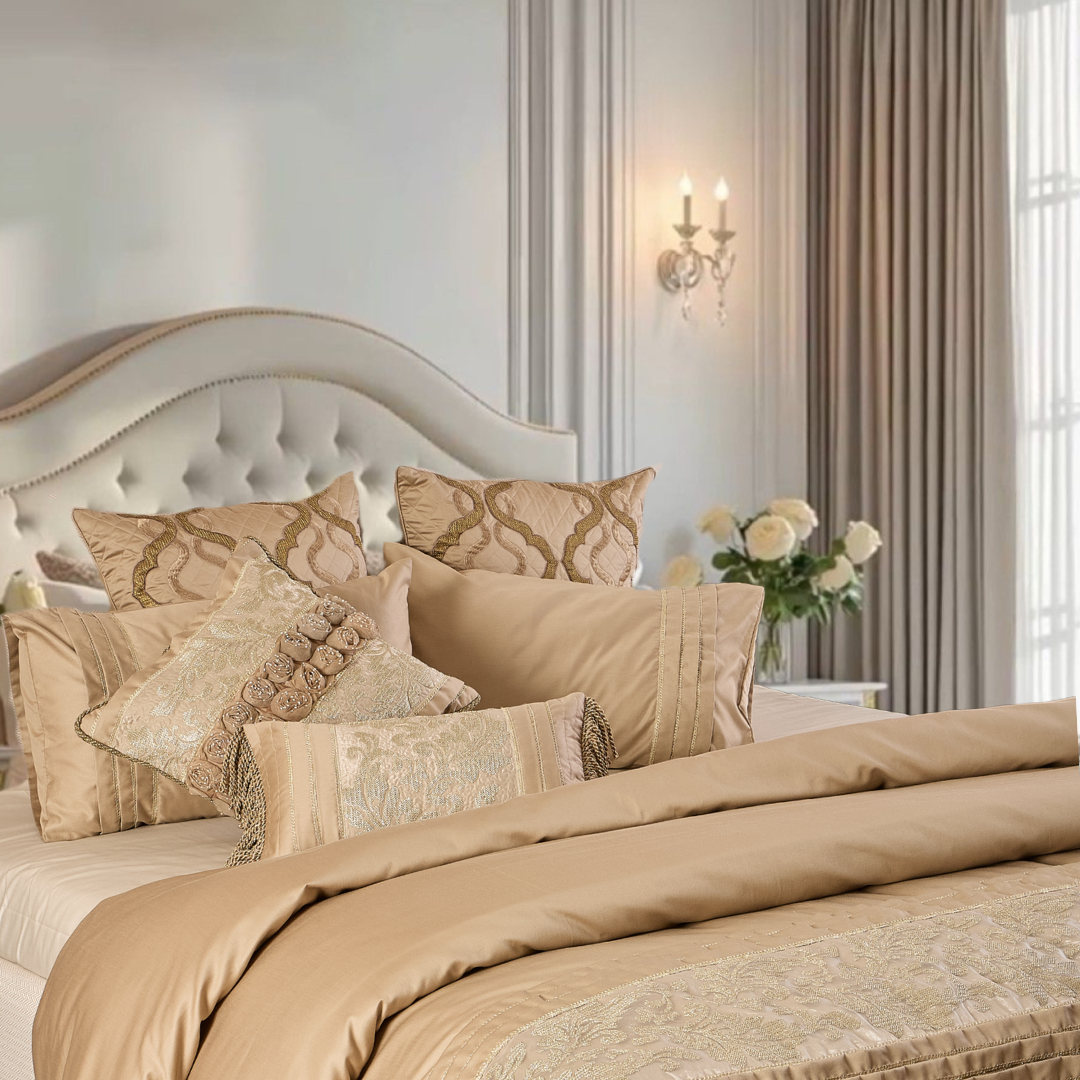 Golden Empress Quilt cover set  -7 pc set