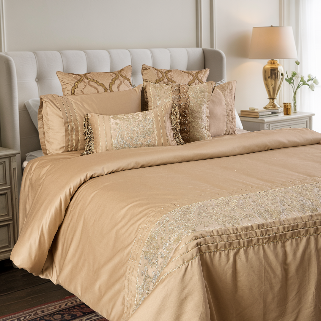 Golden Empress Quilt cover set  -7 pc set