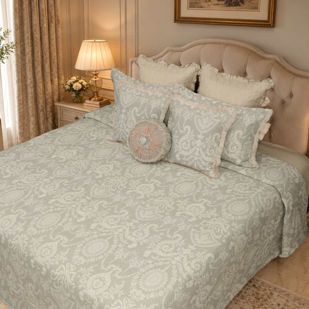 grey Jacquard BedCover set