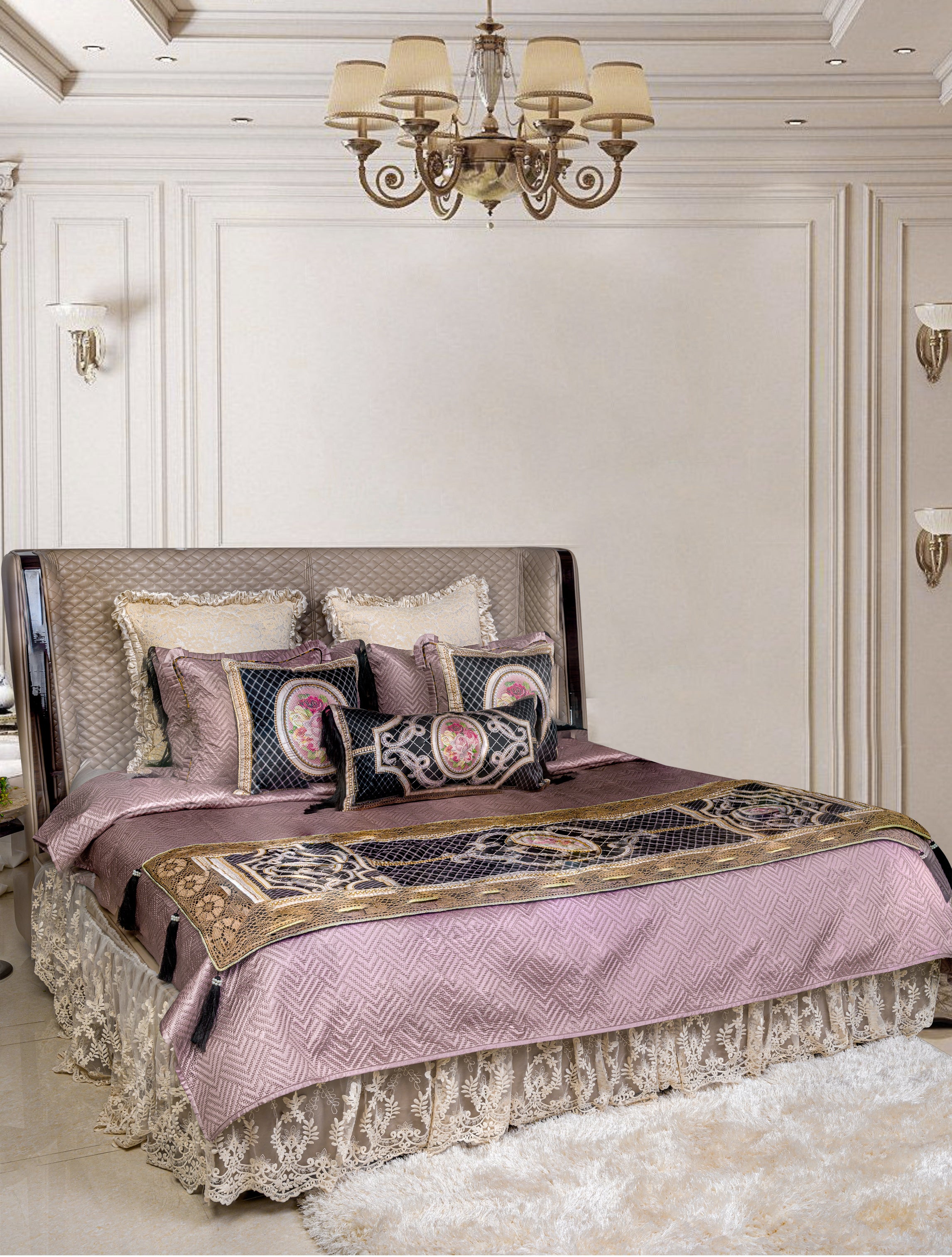 Black bal and Bedcover- 5 Pcs Set
