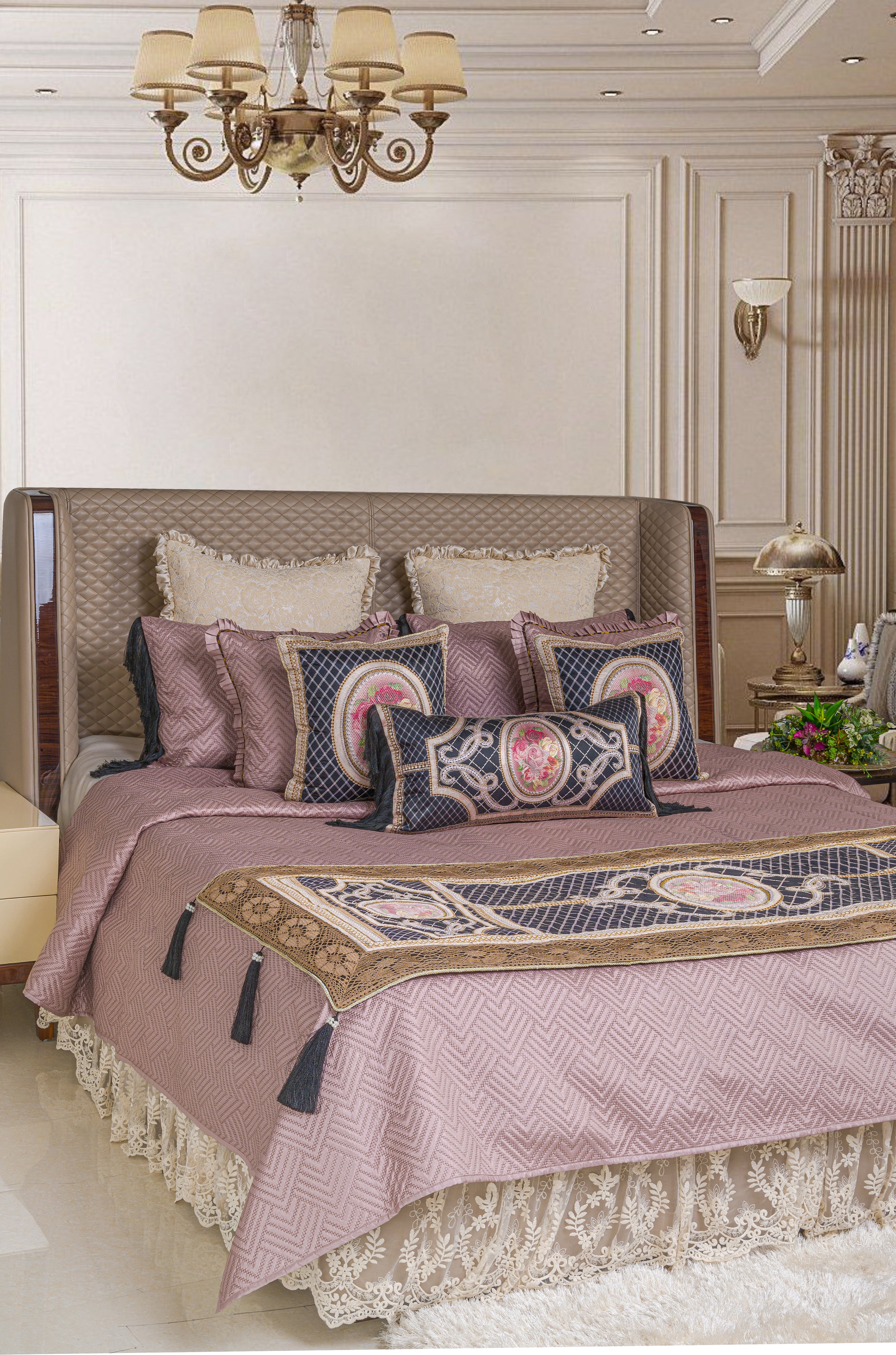 Black bal and Bedcover- 5 Pcs Set