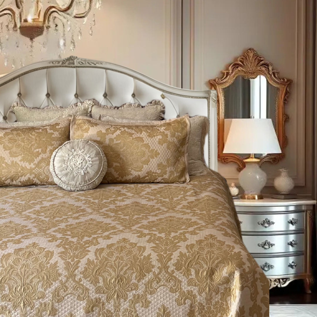 Turq Jacquard Damask BedCover set - 3pc