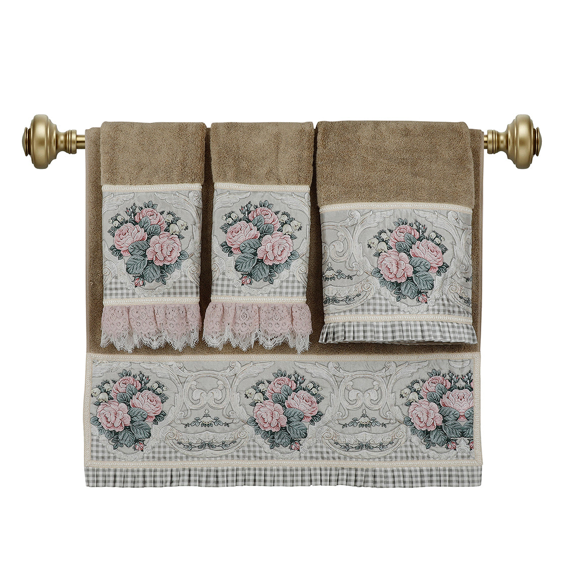 Pink Floral Towels - 4 pc sets - Diva Riche