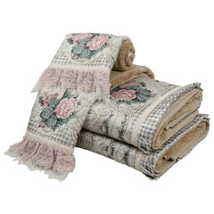 Pink Floral Towels - 4 pc sets - Diva Riche